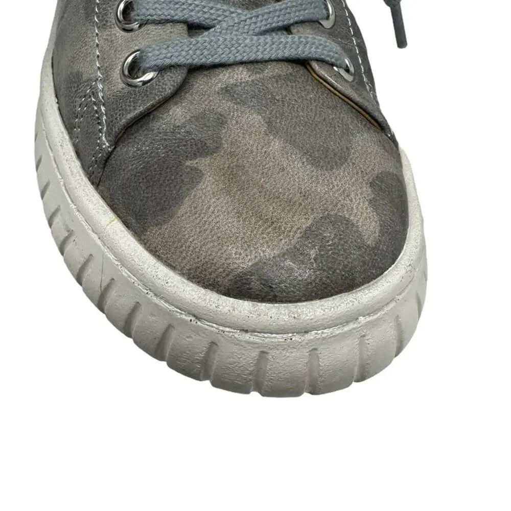 Sofft Parkyn Gray Leather Camo Print Platform Sneaker 7 Comfort‎ Shoes
